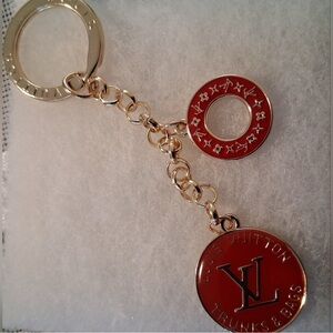 Luxury Louis Vuitton RED and Gold Keychain Authentic
